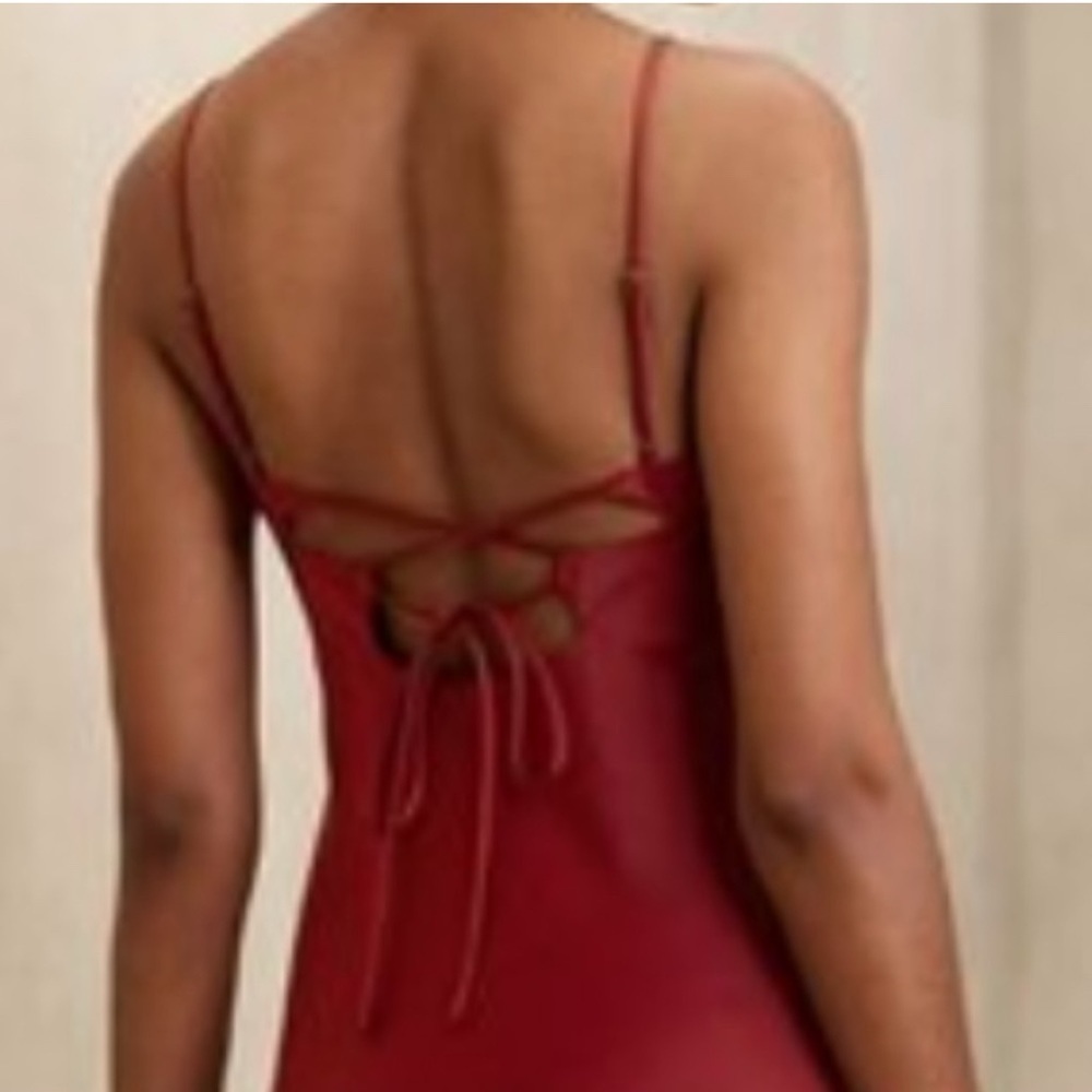 NWT Banana Republic Red Satin Slip Dress Thin Strap Cutout Size 12 Large - Picture 5 of 11